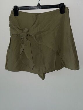 Zara Olive Green Tie-Waist Skort